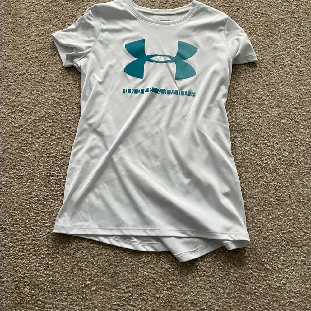 Under Armour White and Blue Short Sleeve Tees